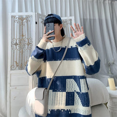 Bonsir Autumn Winter Crew Neck Sweater Men Warm Fashion Casual Knitted Pullover Men Korean Loose Long-sleeved Sweater Mens Jumper M-5XL