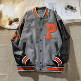 Bonsir Letter single-breasted jacket hip-hop retro fashion stitching embroidery loose casualbaseball uniform couple sale top