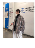 Bonsir Plaid large jacket men's coat spring autumn new fashion Plaid loose top trend large winter military jackets fall Genuine
