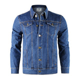Bonsir New  Cotton Denim Jacket Men Casual Solid Color Lapel Single Breasted Jeans Jacket Men Autumn Slim Fit Quality Mens Jackets