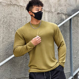 Bonsir Spring New Fitness Long-sleeved T-shirts Men O-Neck Solid Color Sweatshirt Casual Oversized Tops Running Sports Loose Clothes