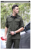 Bonsir Military Cargo Men's Camouflage Long-Sleeved Shirt Outdoor Tactical Shirt Top Cotton Breathable Embroidery Shirt Male