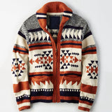 Bonsir Mens Knitted Coat Long Sleeve Jacquard Pocket Sweater Cardigan Jacket Solid Thick Warm Casual Cardigan Knitting Sweatercoat
