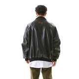 Bonsir Retro Zipper Pockets Lapel White Black Pu Leather Jacket Men's Harajuku Streetwear Loose Coat Thick Autumn and Winter Clothes