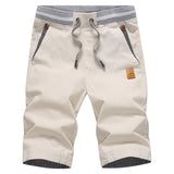 Men&#39;s Shorts Hot Summer Casual Cotton Fashion Style Boardshort Bermuda Male Drawstring Elastic Waist Breeches Beach Shorts