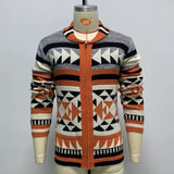 Bonsir Mens Knitted Coat Long Sleeve Jacquard Pocket Sweater Cardigan Jacket Solid Thick Warm Casual Cardigan Knitting Sweatercoat