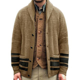 Bonsir Mens Knitted Coat Long Sleeve Jacquard Pocket Sweater Cardigan Jacket Solid Thick Warm Casual Cardigan Knitting Sweatercoat