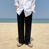 Bonsir New Men's Straight Casual Pants Summer Korean Loose Solid Color Wide Leg Trousers Pocket Fashion Tide 2023 Spring