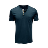 Bonsir Men's Henley Shirt Short Sleeve T-Shirt Summer New Solid Color Simple Fashion Casual Waffle Knit T-Shirt Tops Men's Clothing