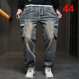 Bonsir 42 44 Plus Size Jeans Men Denim Pants Baggy Jeans Vintage Cargo Pants Loose Fashion Causal Trousers Male Big Size Bottoms