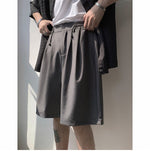 Bonsir Men's Korean Style Summer Men's Loose Straight Suit Shorts Cotton Elastic Waist Cargo Shorts Multi-pocket Casual Shorts