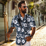 Bonsir Social Shirt Luxury Men's Shirt Casual Fashion Print Short Sleeve T-shirt Summer Loose Tops Tees Lapel Shirts For Men Clothing
