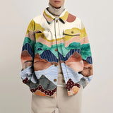 Bonsir Spring And Autumn Coat Printed Lapel Men's Jacket Top Men's Spring And Autumn Clothes