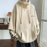 Bonsir New Men Letter Fake Two Piece Hoodies Autumn Oversized Male Hooded Sweatshirts Harajuku Fashion Unisex Male Pullovers