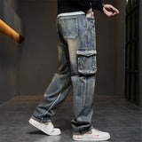 Bonsir 42 44 Plus Size Jeans Men Denim Pants Baggy Jeans Vintage Cargo Pants Loose Fashion Causal Trousers Male Big Size Bottoms