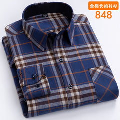 Bonsir 6XL autumn winter Flannel business casual iron free 100% cotton plaid long sleeve men's shirt large quality wrinkle resistant