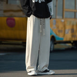 Bonsir Drawstring Men Wide Leg Pants Solid Color Fashion Casual Large Size Trousers Elastic Waist Hip Hop Brand Male Pants