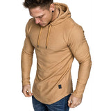 Bonsir New Men's casual fashion solid color long-sleeved T-shirt with Hood Summer casual sports long-sleeved T-shirt