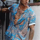 Bonsir Social Shirt Luxury Men's Shirt Casual Fashion Print Short Sleeve T-shirt Summer Loose Tops Tees Lapel Shirts For Men Clothing