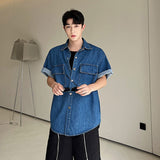 Bonsir Vintage Men's Denim Shirts Summer Korean Style Washed Short Sleeve Jacket Coat Fasion Male Casual Streetwear 2023 New