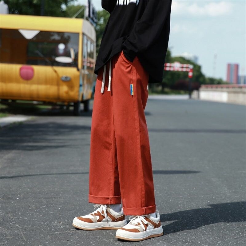 Bonsir  High Street American Men's Cargo Pants Fashion Solid Color Straight-leg Male Hip Hop Casual Trousers Streetwear