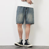 Bonsir Men's Summer Thin Denim Shorts Retro New Casual Straight Wide Leg Jeans Shorts Male Fashion Brand Clothes Loose Denim Shorts