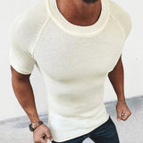 Bonsir Spring Summer Leisure Slim Fit T Shirt Mens Knitting Solid Color Short Sleeve Knit Tops For Men Casual O Neck Pullover Tees