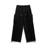 Bonsir Mens Casual Vintage Cargo Pants Autumn New Big Pocket Oversized Straight Pants Neutral Drawstring Work Trousers Joggers Male 2XL