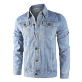 Bonsir New  Cotton Denim Jacket Men Casual Solid Color Lapel Single Breasted Jeans Jacket Men Autumn Slim Fit Quality Mens Jackets