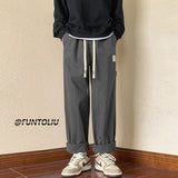 Bonsir Overalls men's spring and autumn tide brand Japanese loose label casual pants all-match retro straight nine-point pants