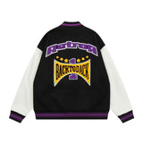 Bonsir Contrast Color Letter Flocking Embroidery Stand Winter Jackets for Men and Women Patchwork Streetwear Windbreaker Oversize Coat