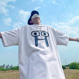 Bonsir Cartoon Expression Men's Oversized T-shirts Funny Graphic Male Top Short Sleeve Fashion Male Brand Oversized Tees