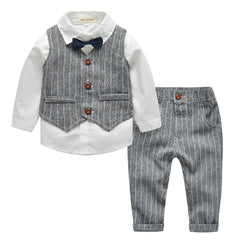 Bonsir Boy Suit Dress Long Sleeve Shirt Vest Trousers Gentleman Bow Tie Gentleman Suit Four Piece Set Of Boy Treasure