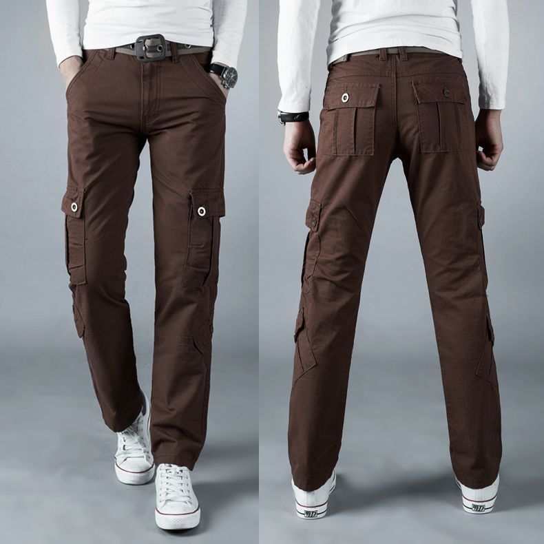 Bonsir Hot Sale Autumn Men's Cargo Pants Pure Cotton Casual Straight Loose Cargo Trousers Military Work Pants for Male B118