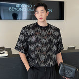 Bonsir High Street Men's Sequin T-shirts Summe New Fashion Niche Design Casual Tee Male Trendy Short Sleeve Tops Korean