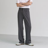 Bonsir Summer Men's Fashion Trend Thin Suit Pants Loose Grey/black Color Casual Pants Ice Silk Fabric Loose Wide Leg Pants M-2XL