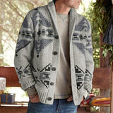 Bonsir Mens Knitted Coat Long Sleeve Jacquard Pocket Sweater Cardigan Jacket Solid Thick Warm Casual Cardigan Knitting Sweatercoat