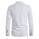 Bonsir New Men's Casual Blouse Cotton Linen Shirt Tops Long Sleeve Tee Shirt Spring Autumn Slanted Placket Vintage Yoga Shirts