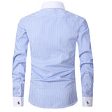 Bonsir Large 6XL Spring/Summer New French Shirt Men's Cotton Comfortable Iron Free Business Dress Long Sleeve Solid Stripe
