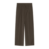 Bonsir Korean Style Men's Casual Suit Pants Summer New Diagonal Waist Design Trend Loose Straight Trousers New Solid Color