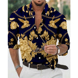 Bonsir Fashion Floral Printed Short Sleeve Shirts Men Spring Summer Casual Loose Turn-down Collar Buttoned Cardigan Shirt Men's Clothes