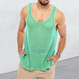 Bonsir Summer Men's Latest Casual Tank Tops Mens Streetwear Knitted Vest Men's Sleeveless Hollow Out Tshirt EU Size