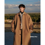 Bonsir Winter Thicke Woolen Coat Men Warm Fashion Casual Long Woolen Coat Men Korean Loose Trench Coat Mens Overcoat Large Size M-5XL