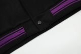Bonsir Contrast Color Letter Flocking Embroidery Stand Winter Jackets for Men and Women Patchwork Streetwear Windbreaker Oversize Coat