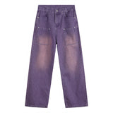Bonsir Purple Jeans Men Casual Korean Streetwear Fashion Hip Hop Vintage Denim Jeans Trousers Man Women Straight Long Jeans Pants