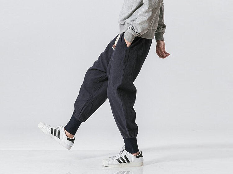 Bonsir  Chinese Style Harem Pants Men Streetwear Casual Joggers Mens Pants Cotton Linen Sweatpants Ankle-length Men Trousers M-5XL