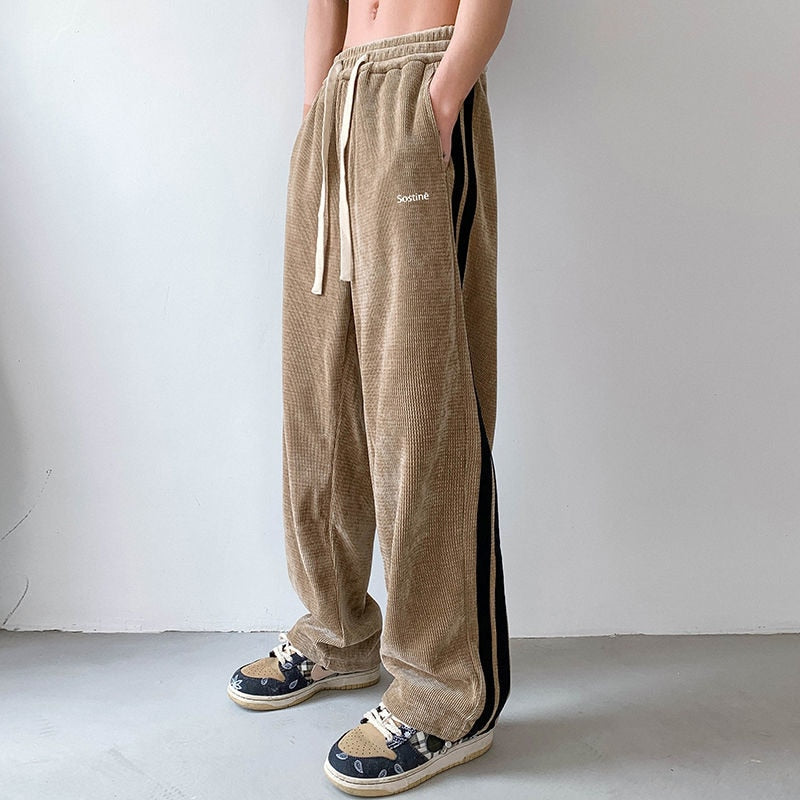 Bonsir Baggy Striped Men's Straight-leg Pants Fashion Hip Hop Streetwear Brand Harajuku Man Trousers Casual Male Pants