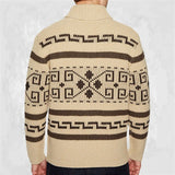 Bonsir Mens Knitted Coat Long Sleeve Jacquard Pocket Sweater Cardigan Jacket Solid Thick Warm Casual Cardigan Knitting Sweatercoat
