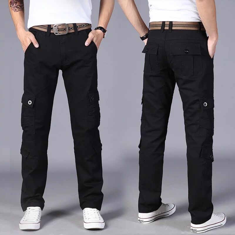 Bonsir Hot Sale Autumn Men's Cargo Pants Pure Cotton Casual Straight Loose Cargo Trousers Military Work Pants for Male B118