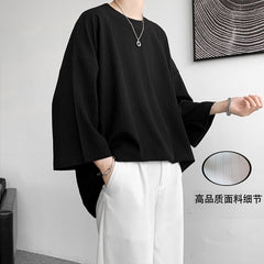 Bonsir High Quality Men Oversized Ice Silk T Shirts Summer Mens Half Sleeve Fashions Harajuku T-Shirt Male Solid Simple Daily Tees